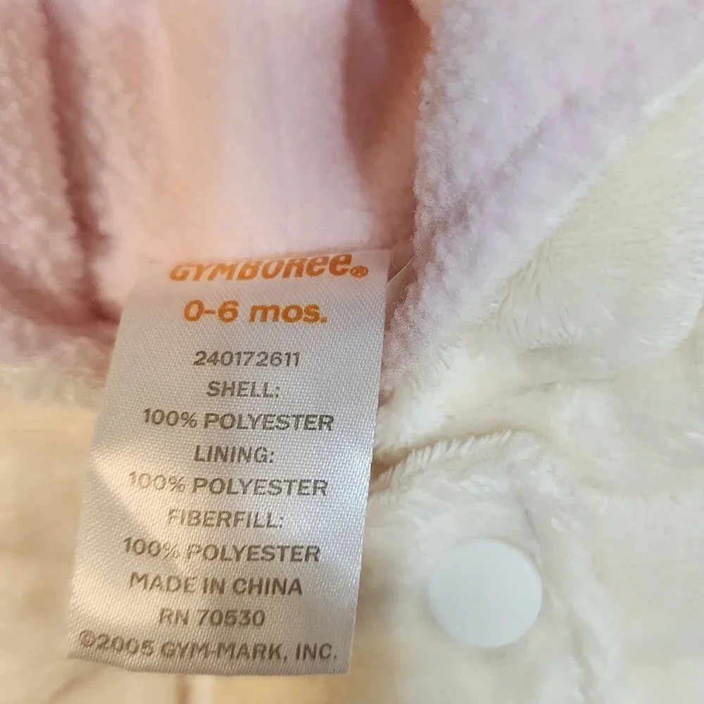 Gymboree baby girl bunny bunting size 0-6 months sleep sack rabbit ears paws tai